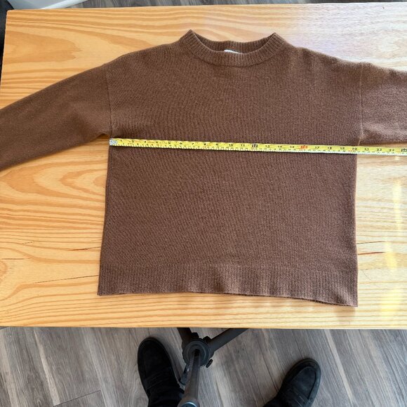 REFORMATION Recycled Cashmere Crewneck Sweater in Cinnamon Brown - Sz S - Picture 2 of 8